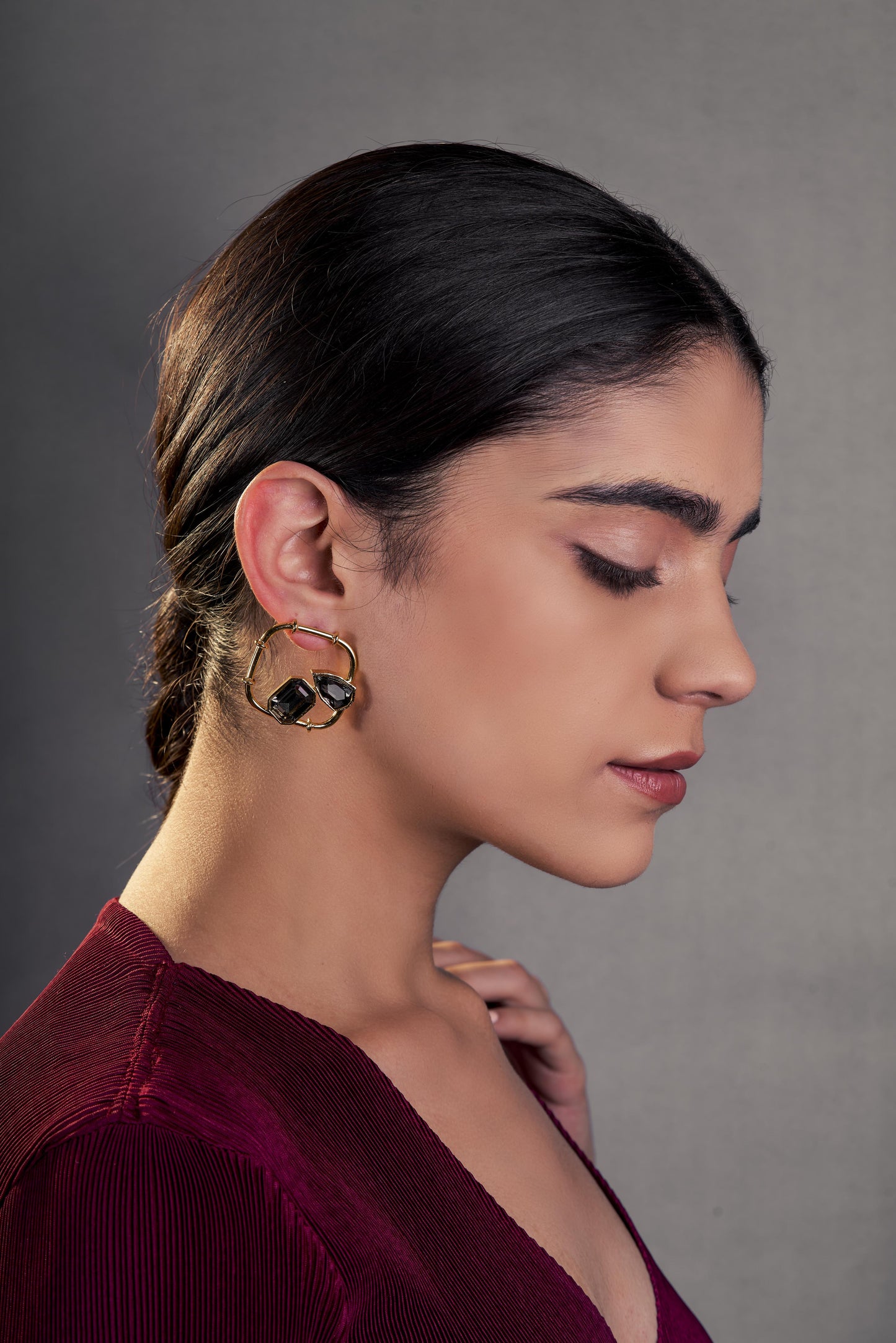 Bliss Stud Earrings - Black Crystals