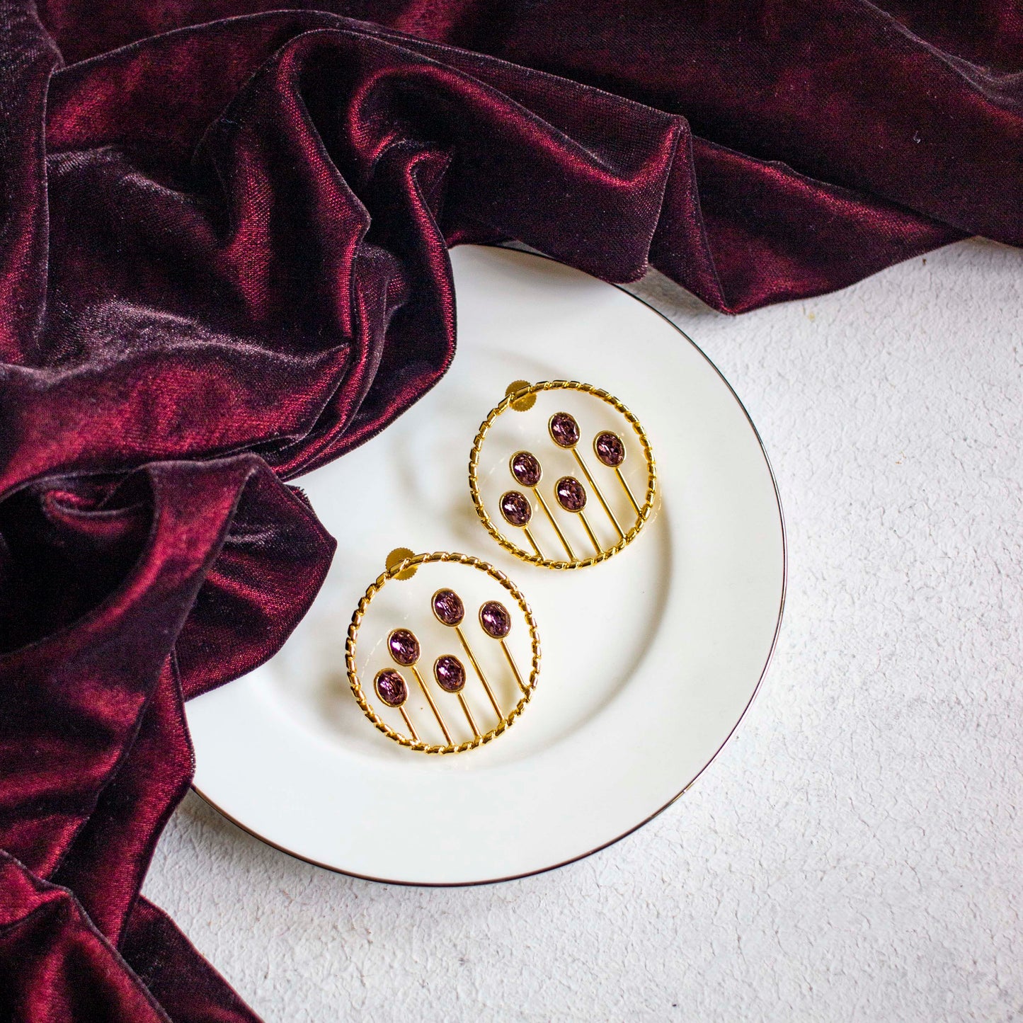 Bloom Stud Earrings - Dark Pink