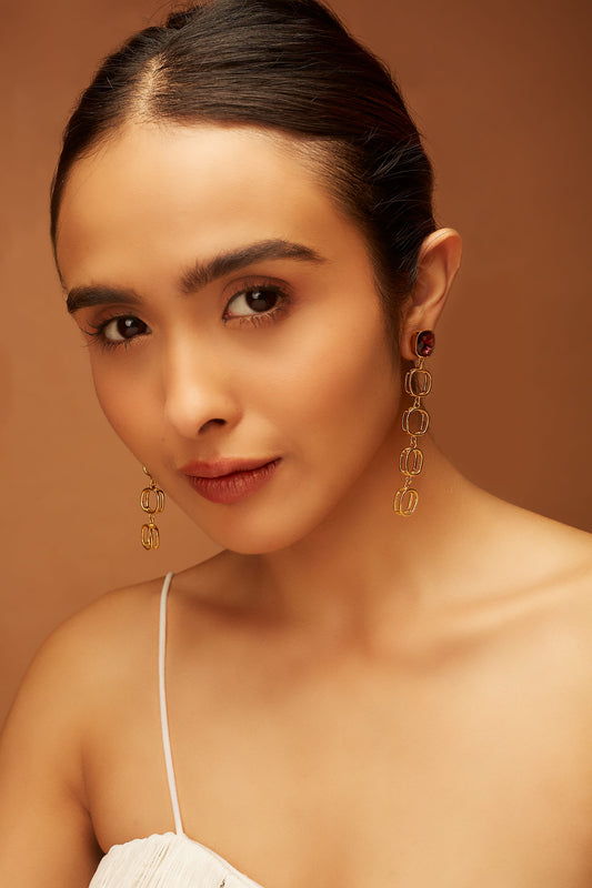 Cushion Dangler earrings - Burgandy