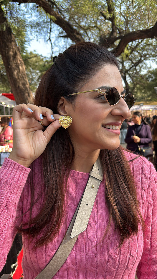 Heart Of Gold Stud Earrings