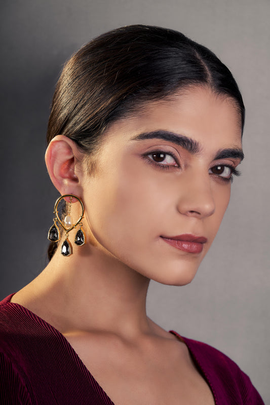 Joy Dangler Earrings - Black Crystals