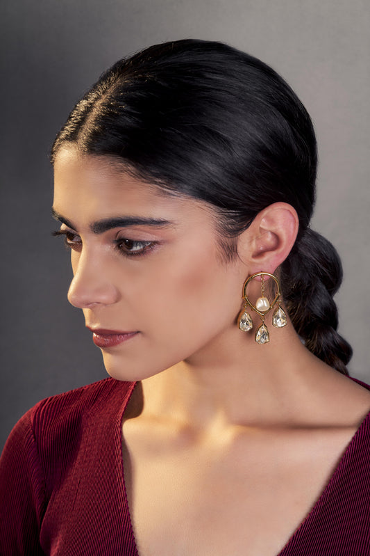 Joy Dangler Earrings - White Crystals