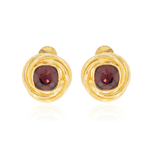 Knot Stud Earrings - Burgandy