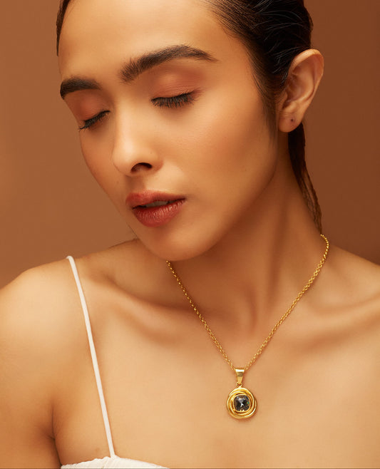 Knot Pendant Necklace - Denim Blue