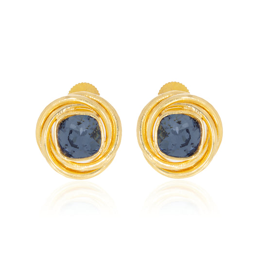 Knot Stud Earrings - Denim Blue