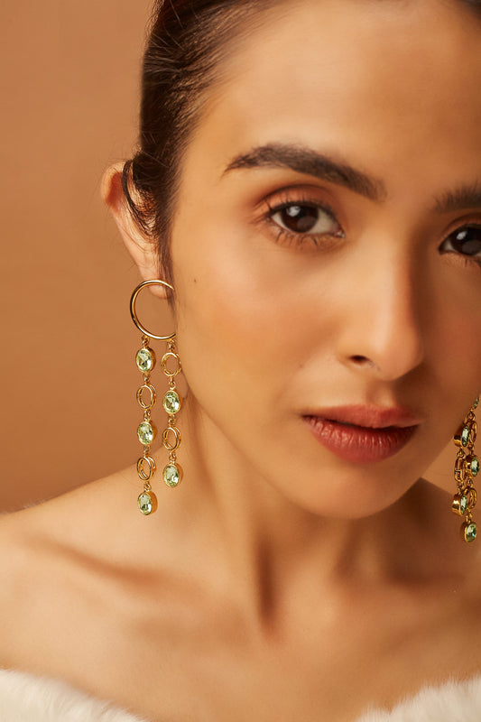 Oval Dangler Earrings - Light Green