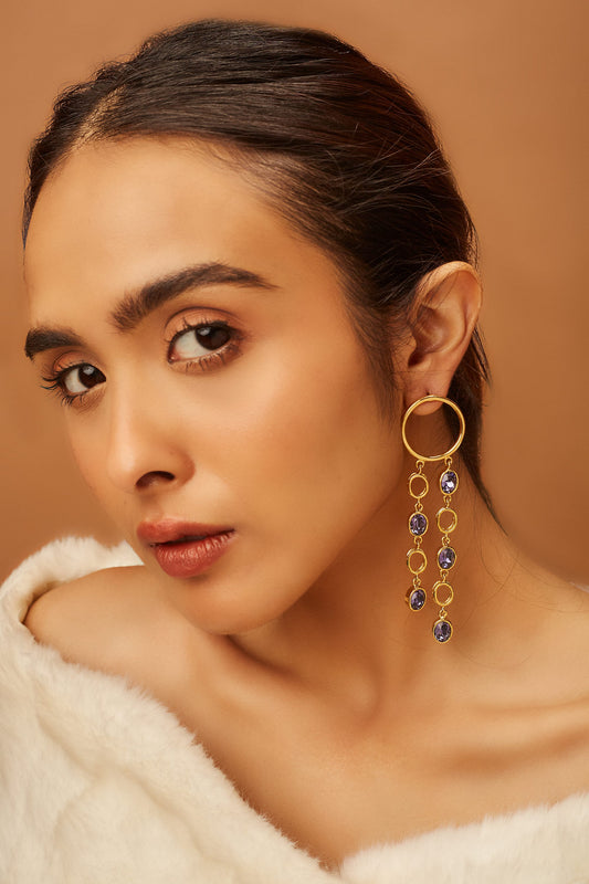 Oval Dangler Earrings - Tanzanite Blue