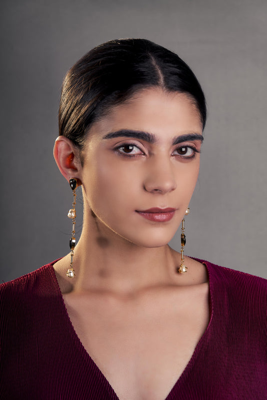 Paradise Dangler Earrings - Black Crystals