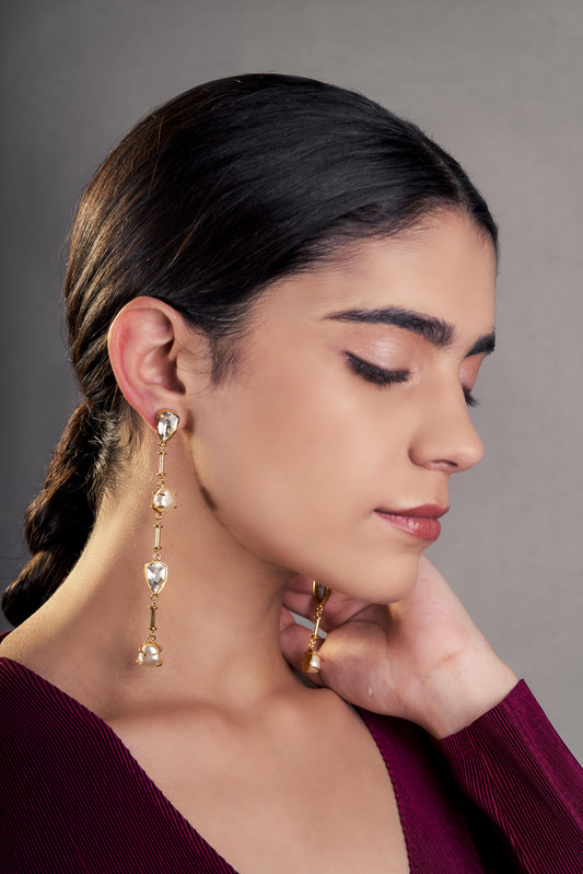 Paradise Dangler Earrings - White Crystals