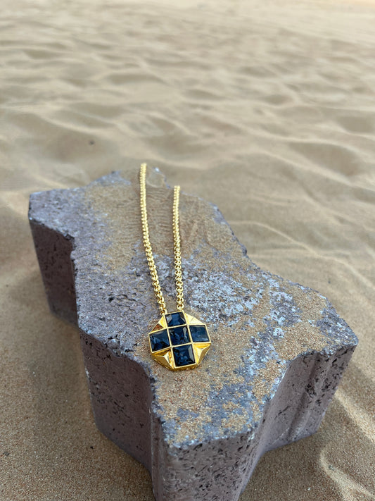 Checkers Square Crystal Necklace