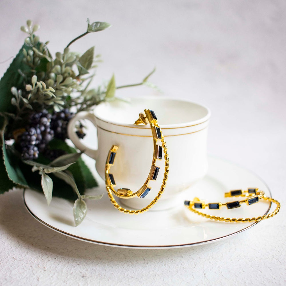 Confluence Hoop Earrings - White Crystals