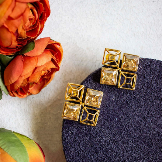 Geo Diamond Stud Earrings