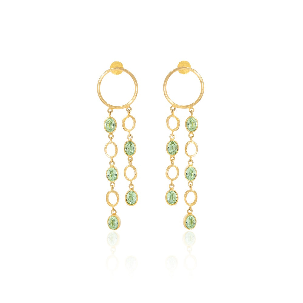 Oval Dangler Earrings - Light Green