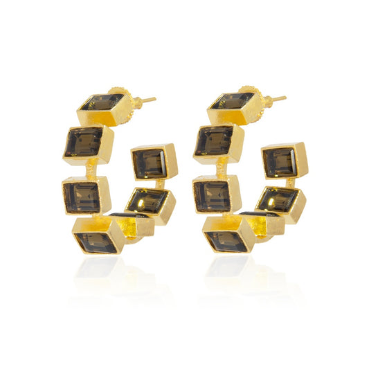 Mini Hoop Earrings - Quartz Crystals