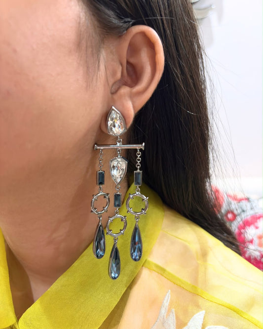 Jolie Gunmetal Crystal Earrings