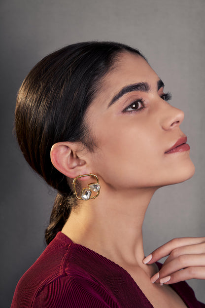 Bliss Stud Earrings - White Crystals