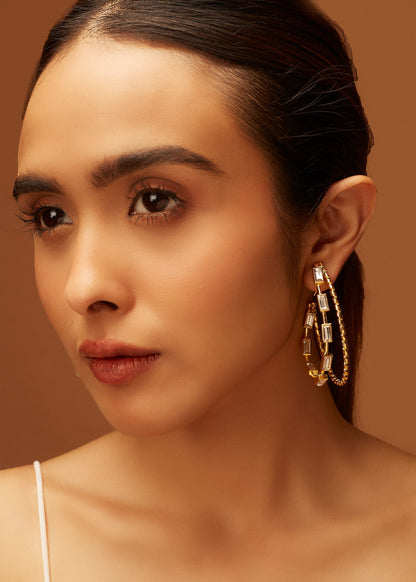 Confluence Hoop Earrings - White Crystals