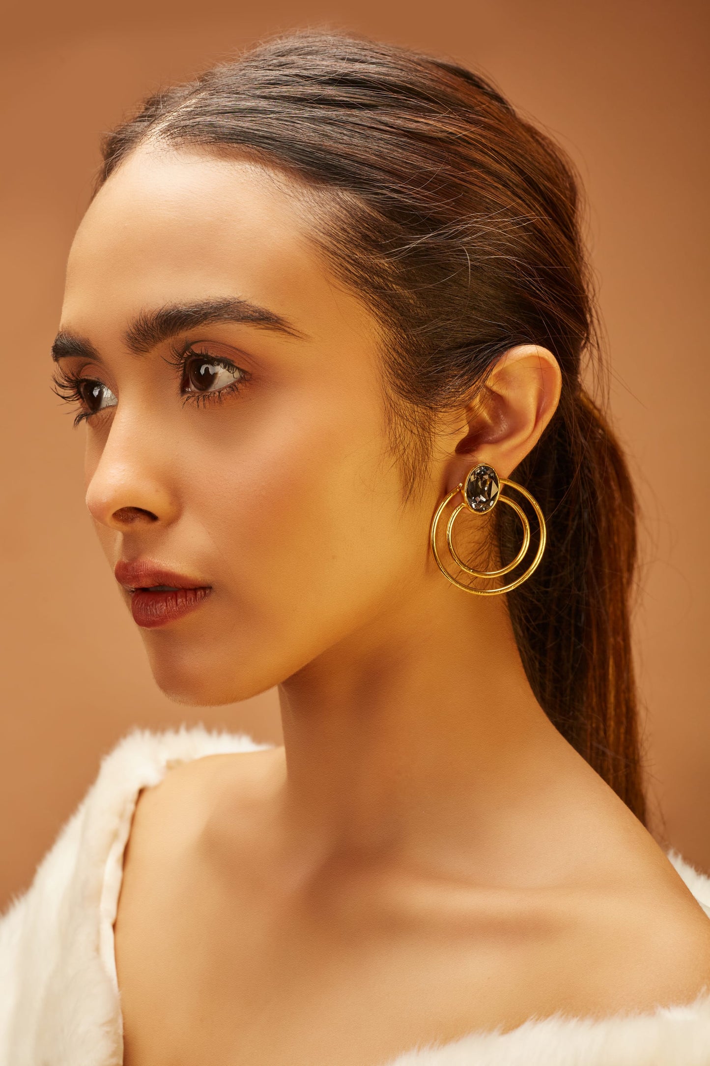 Detachable Double Ring Stud Earrings