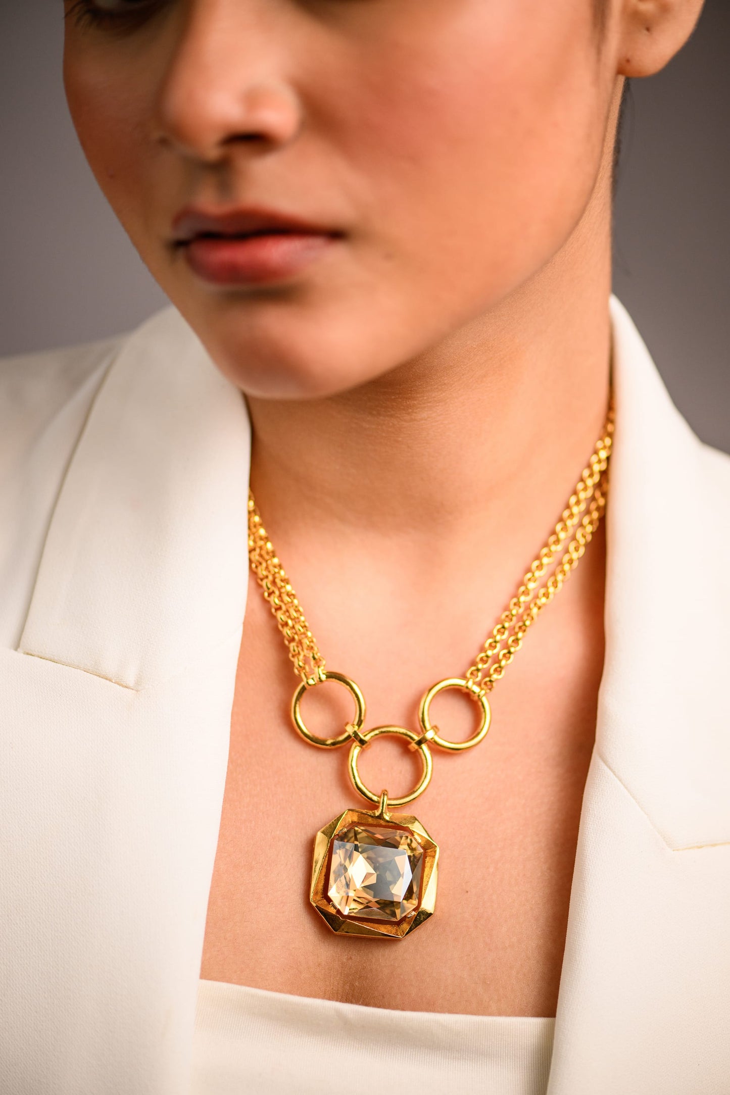 Goddess Crystal Necklace in Golden Crystal