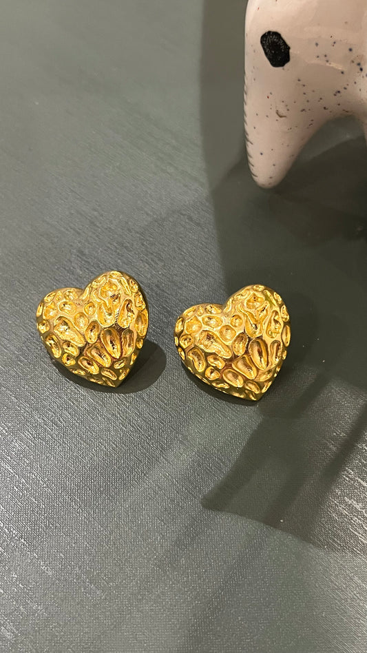 Heart Of Gold Stud Earrings