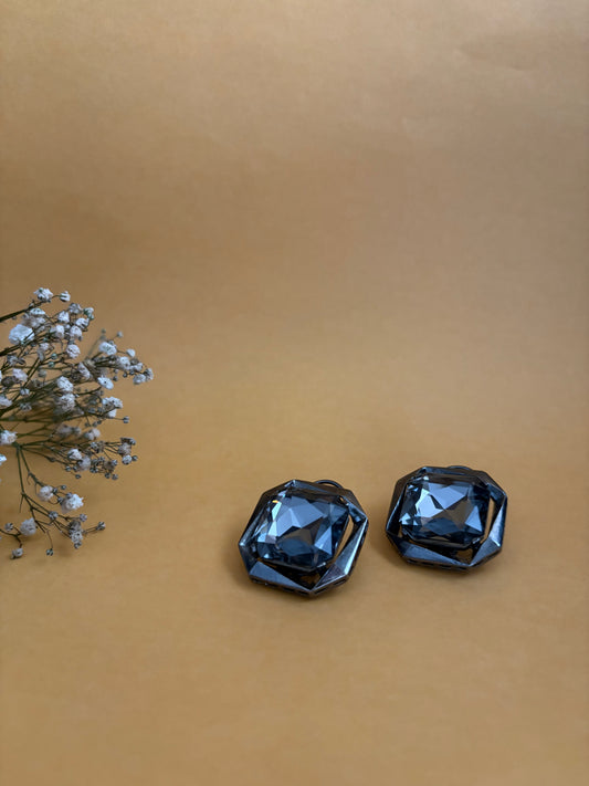 Goddess Crystal Stud Earrings - Black Crystals