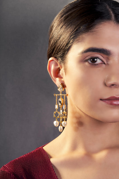 Jolie Statement Pearl Dangler Earrings