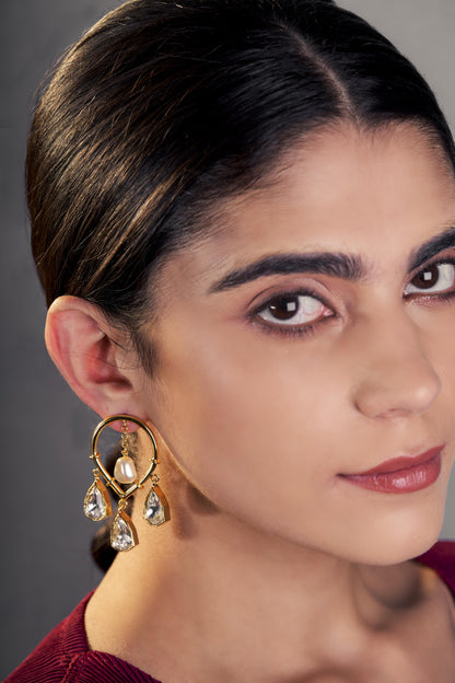 Joy Dangler Earrings - White Crystals