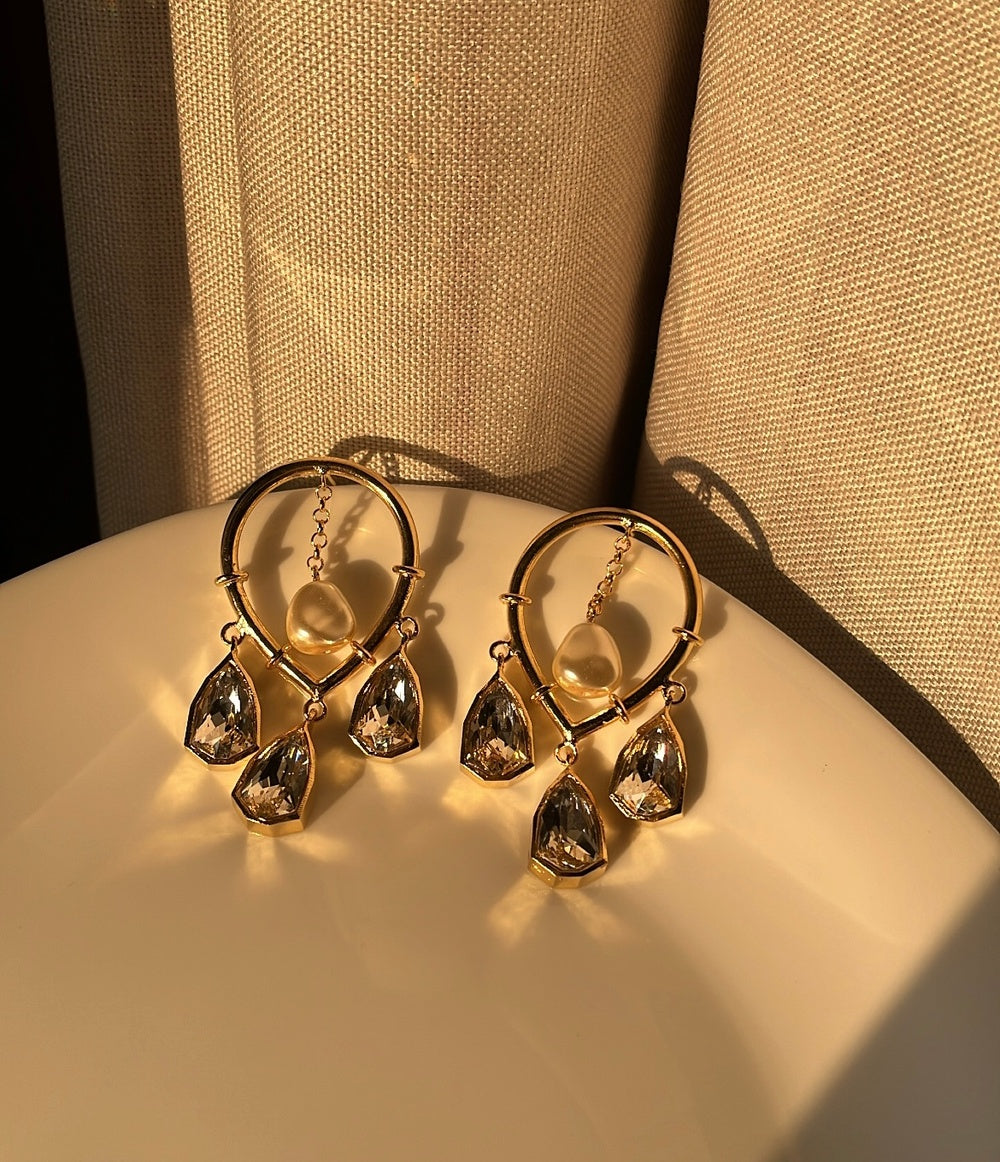 Joy Dangler Earrings - White Crystals