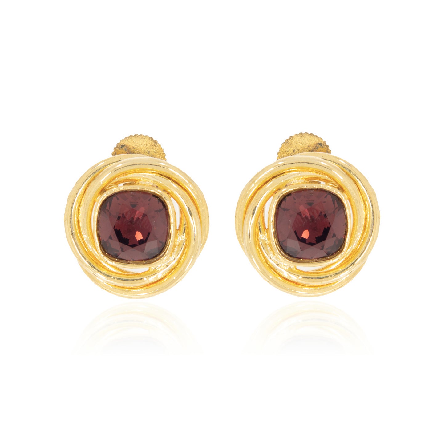 Knot Stud Earrings - Burgandy