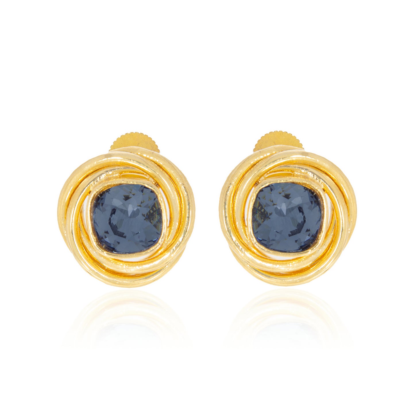 Knot Stud Earrings - Denim Blue