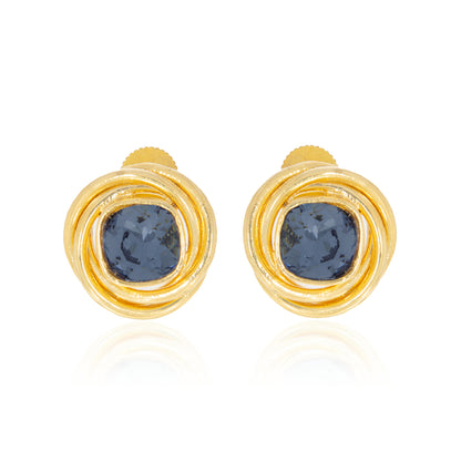 Knot Stud Earrings - Denim Blue
