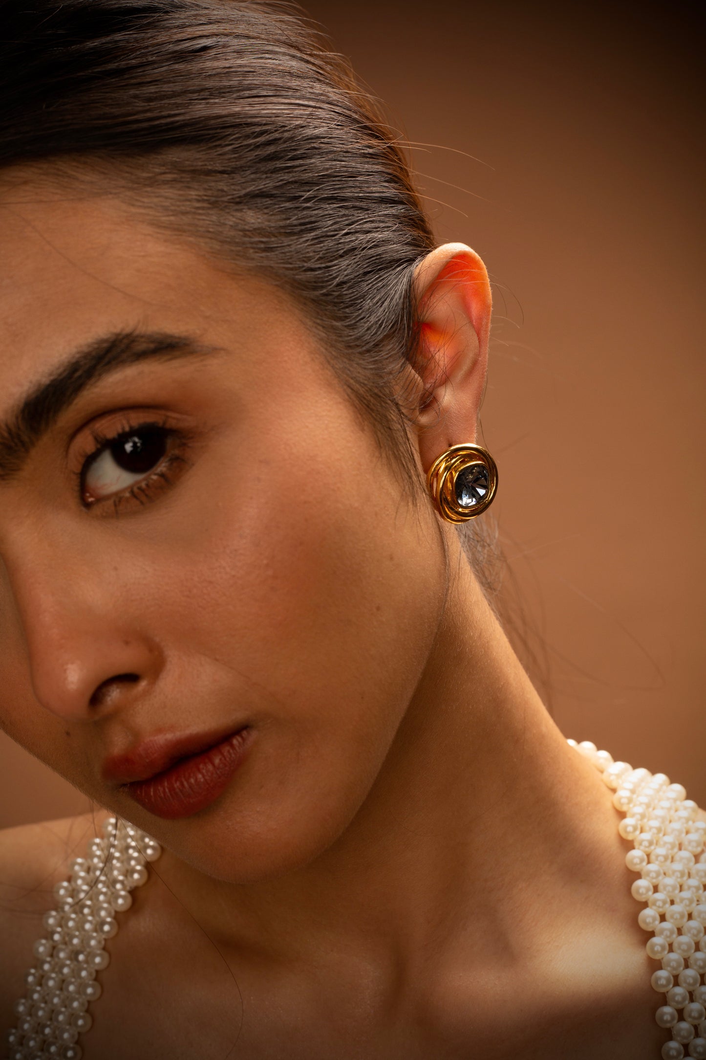 Knot Stud Earrings - Denim Blue