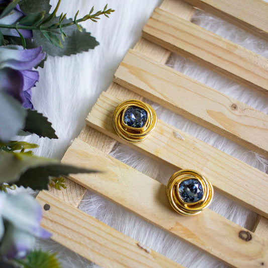 Knot Stud Earrings - Denim Blue