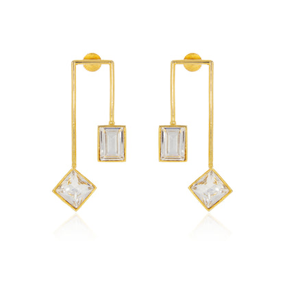 Matched Parallel Earrings - Golden Crystals