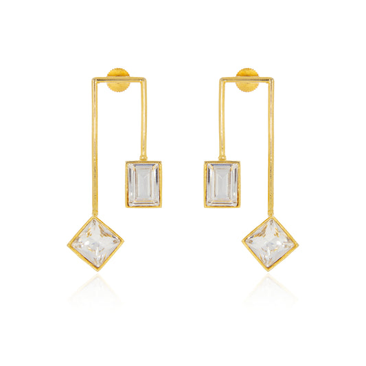 Matched Parallel Earrings - White Crystals
