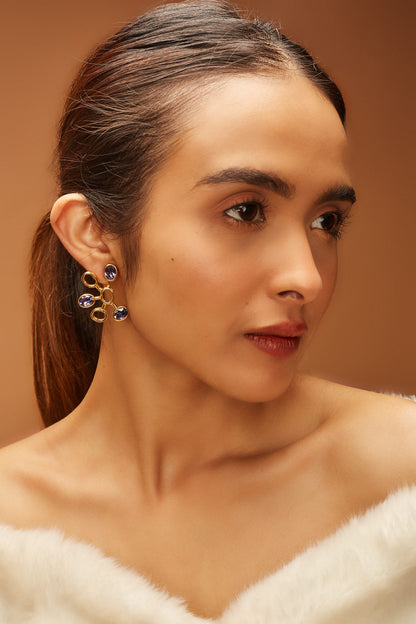 Molecular Stud Earrings - Tanzanite Blue