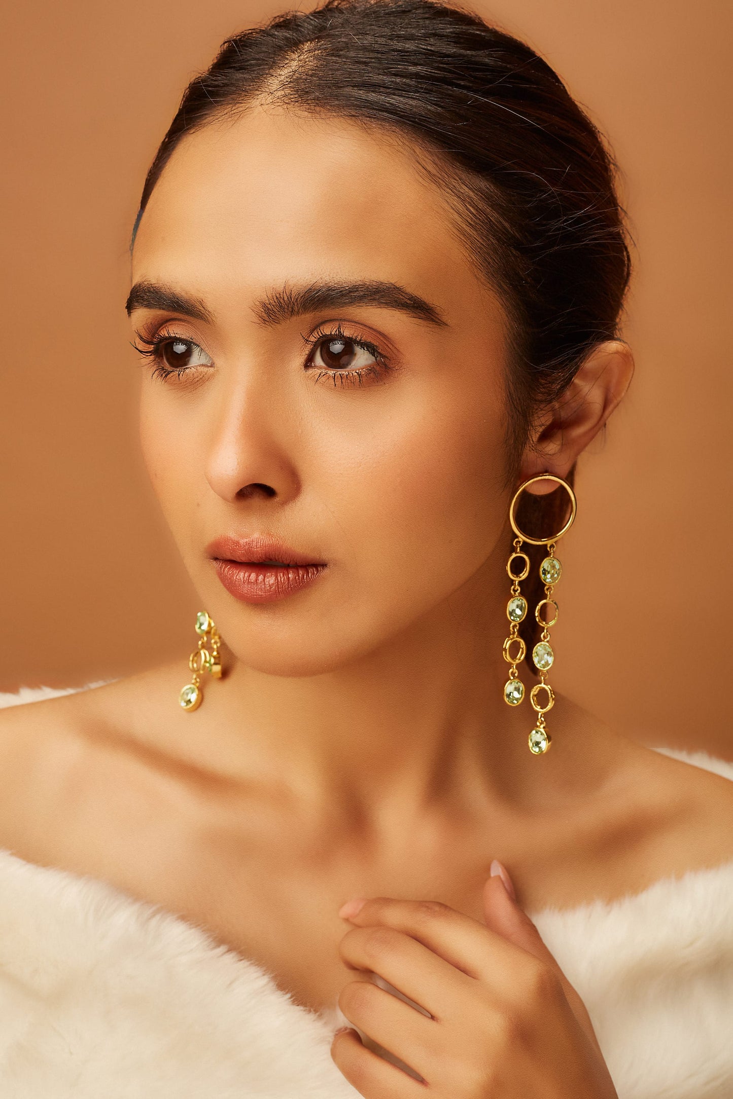Oval Dangler Earrings - Light Green