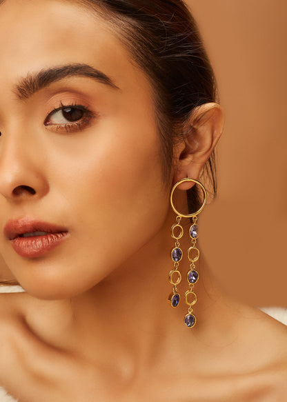 Oval Dangler Earrings - Tanzanite Blue