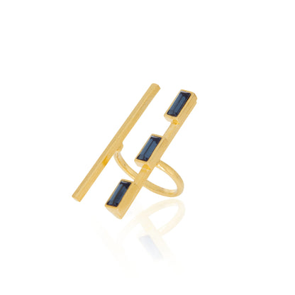 Parallel Ring - Blue Crystals
