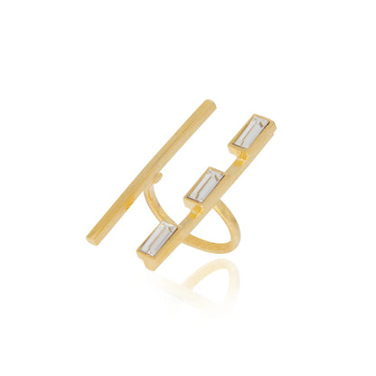 Parallel Ring - White Crystals