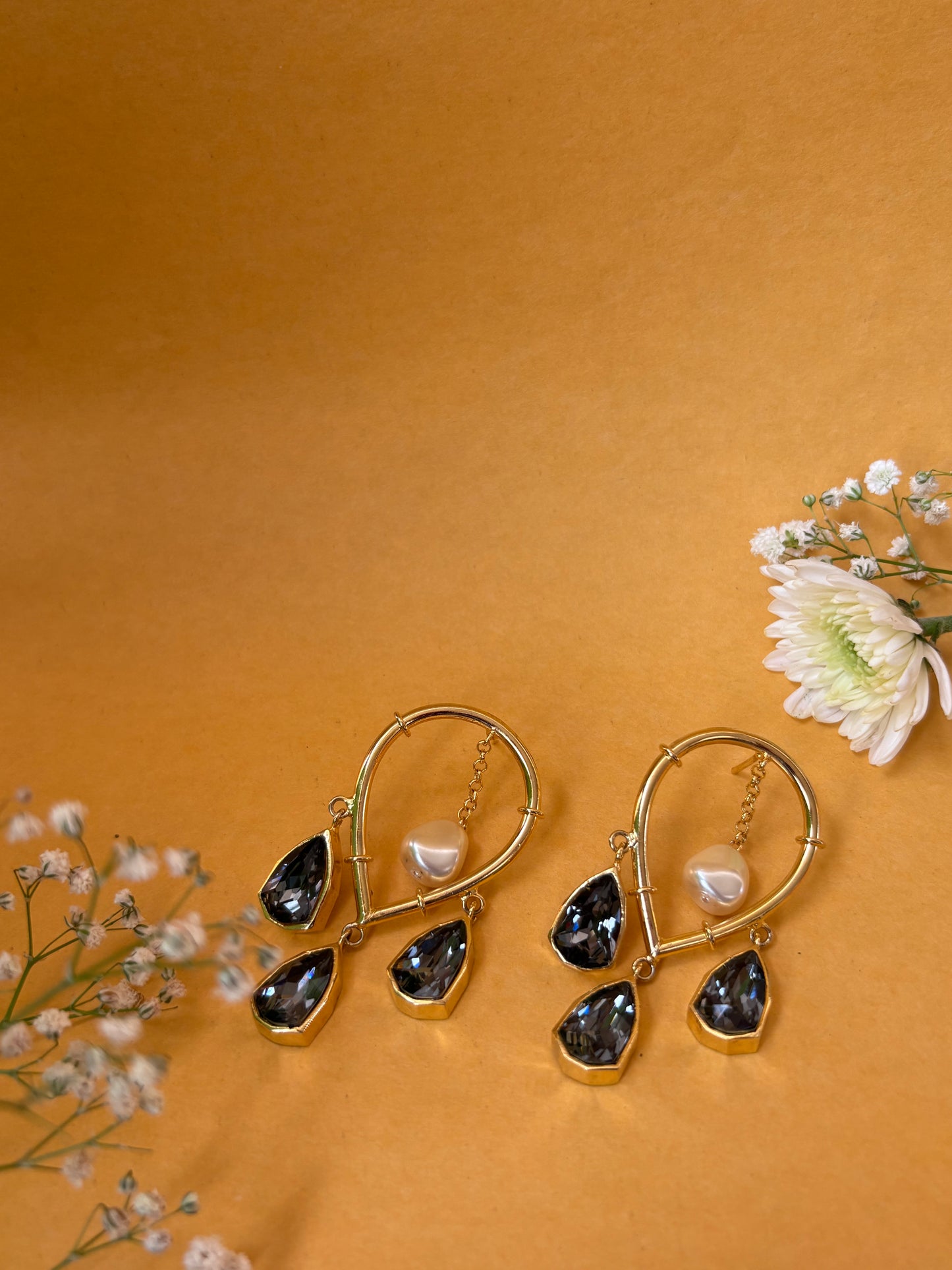 Joy Dangler Earrings - White Crystals