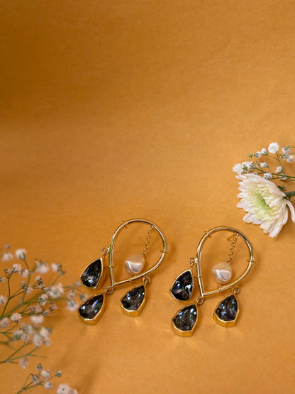 Joy Dangler Earrings - White Crystals