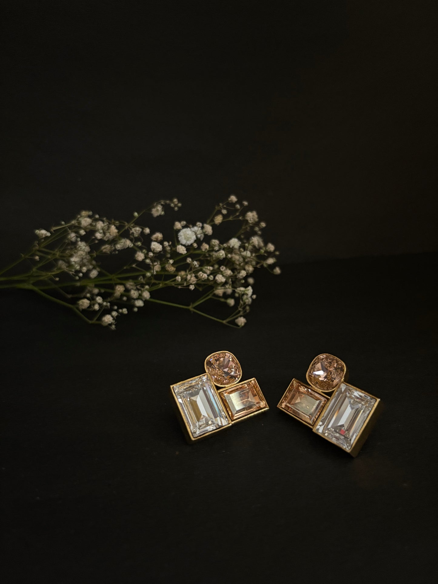Rosalind Three  Crystal Stud Earrings