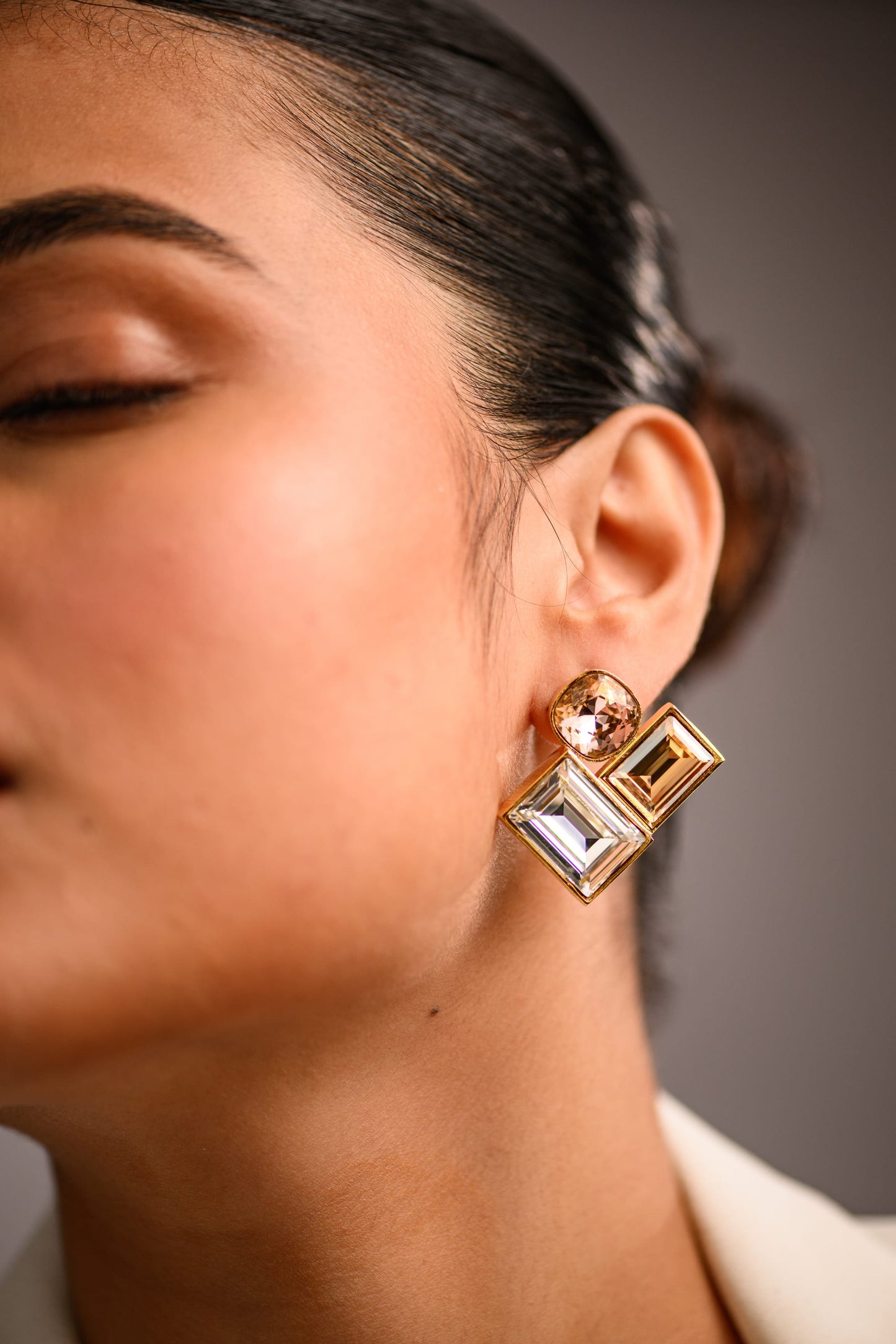 Rosalind Three  Crystal Stud Earrings