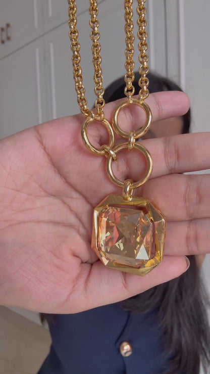 Goddess Crystal Necklace in Golden Crystal