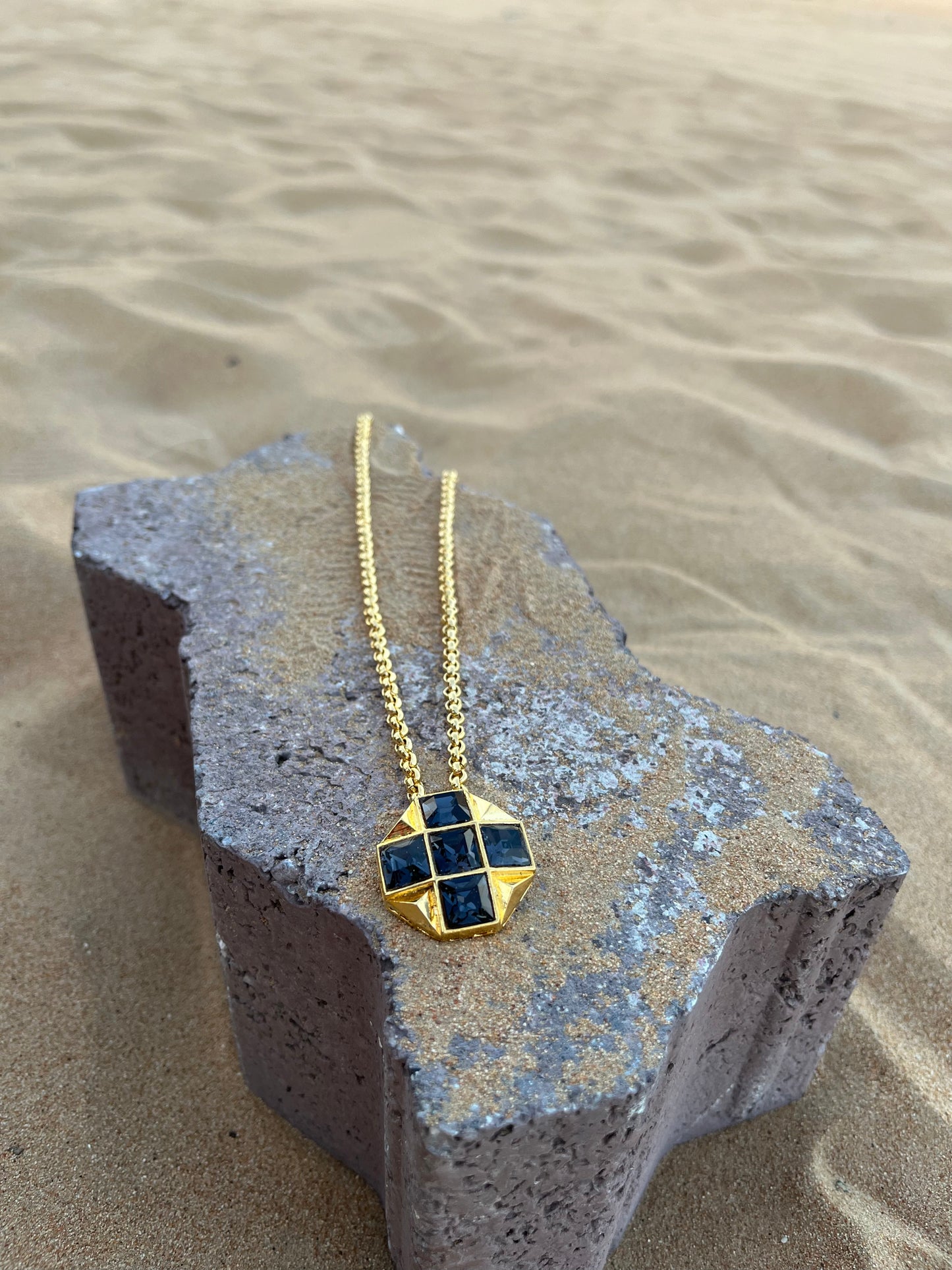 Checkers Square Crystal Necklace