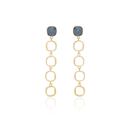 Cushion Dangler earrings - Denim Blue
