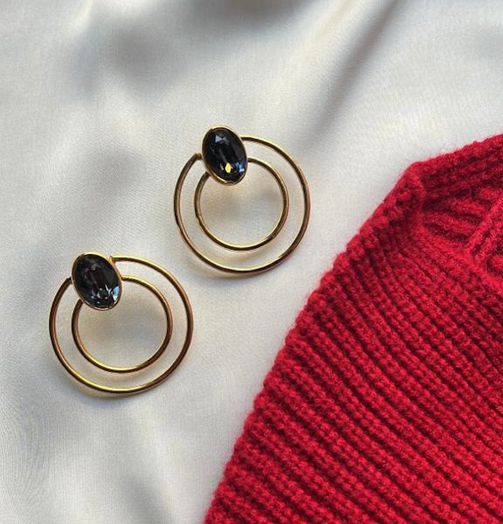 Detachable Double Ring Stud Earrings