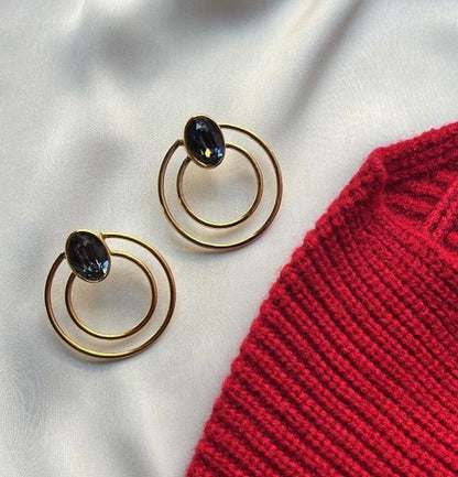 Detachable Double Ring Stud Earrings