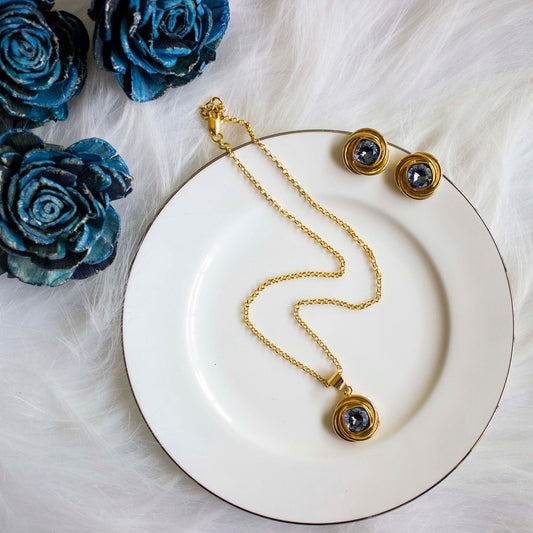 Knot Pendant Necklace - Denim Blue